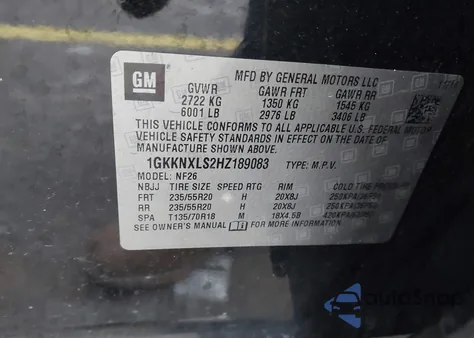 2017 GMC Acadia Denali from USA, damaged, VIN 1GKKNXLS2HZ189083